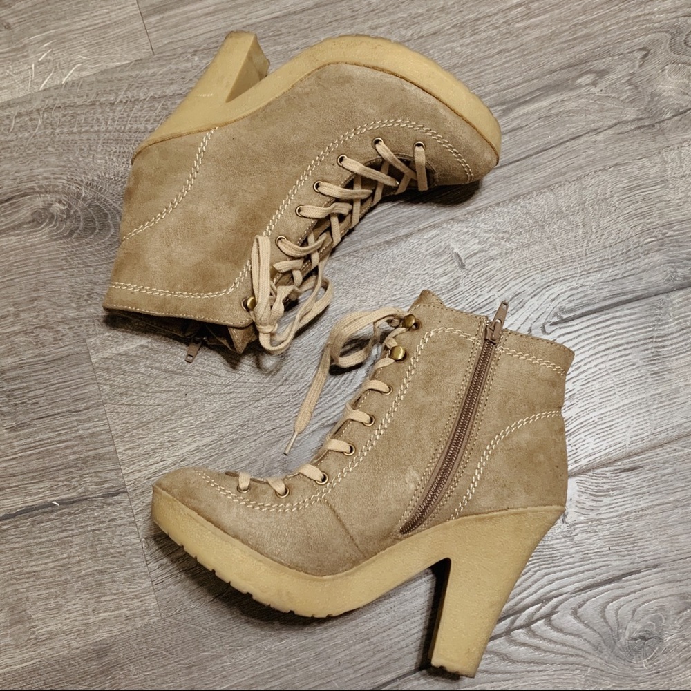 Anya tan lace up ankle boots